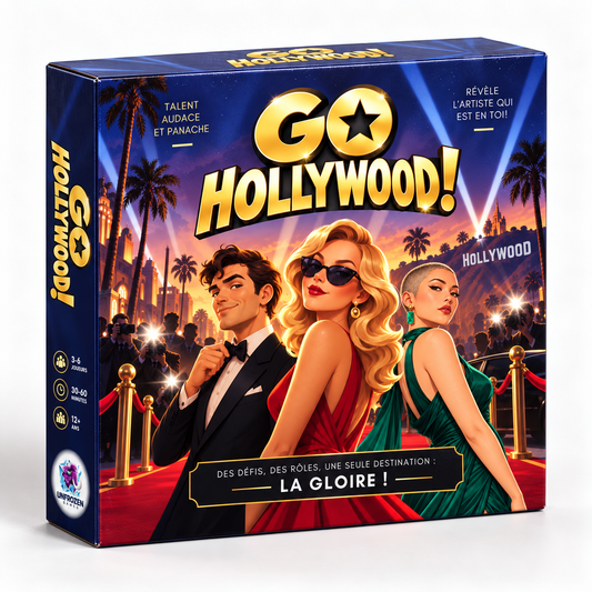 Go Hollywood! – Jeu de société d'ambiance sur le thème du cinéma. 3 à 6 joueurs – Dès 12 ans – Party game famille et entre amis