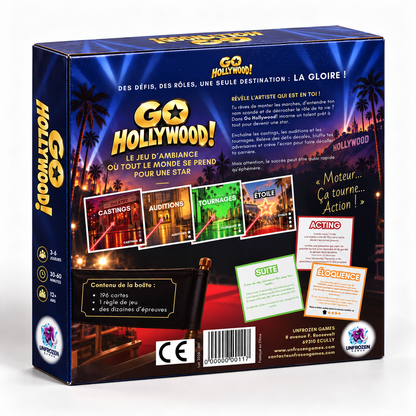 Go Hollywood! – Jeu de société d'ambiance sur le thème du cinéma. 3 à 6 joueurs – Dès 12 ans – Party game famille et entre amis